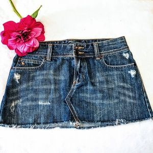 abercrombie fitch cut off distressed jean skirt